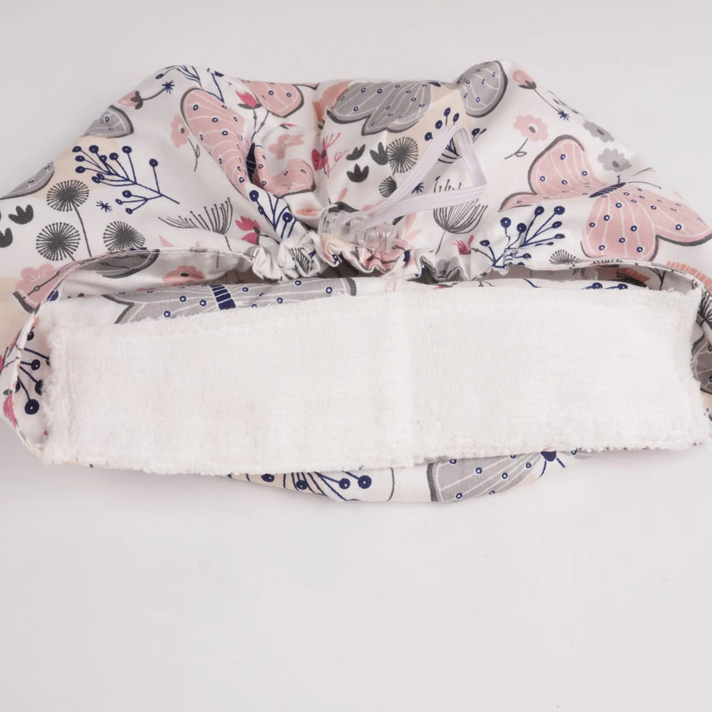 Pink Gray Butterfly Euro Scrub Cap