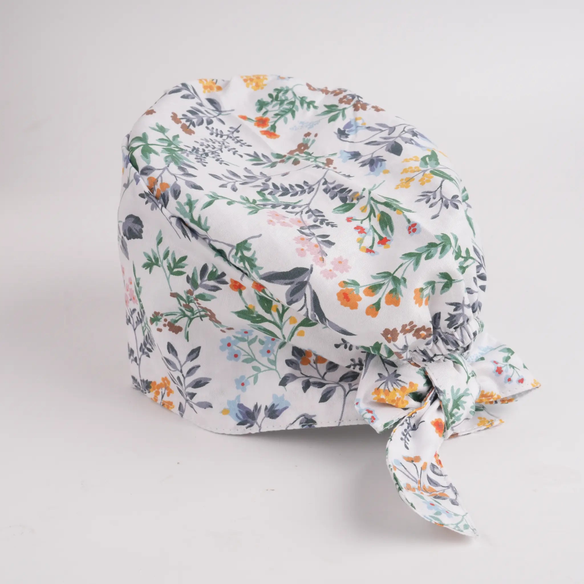Green Botanical Tie Back Scrub Cap