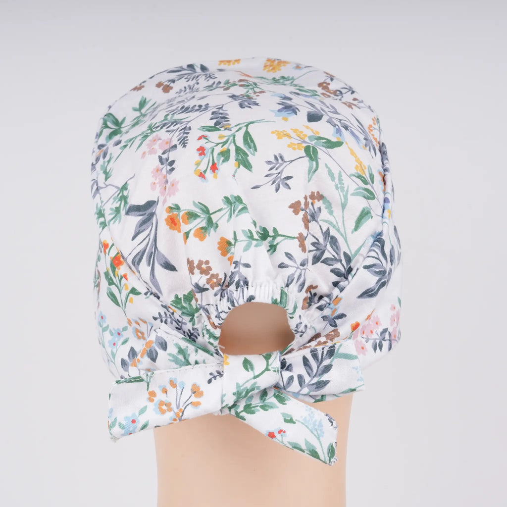 Green Botanical Tie Back Scrub Cap