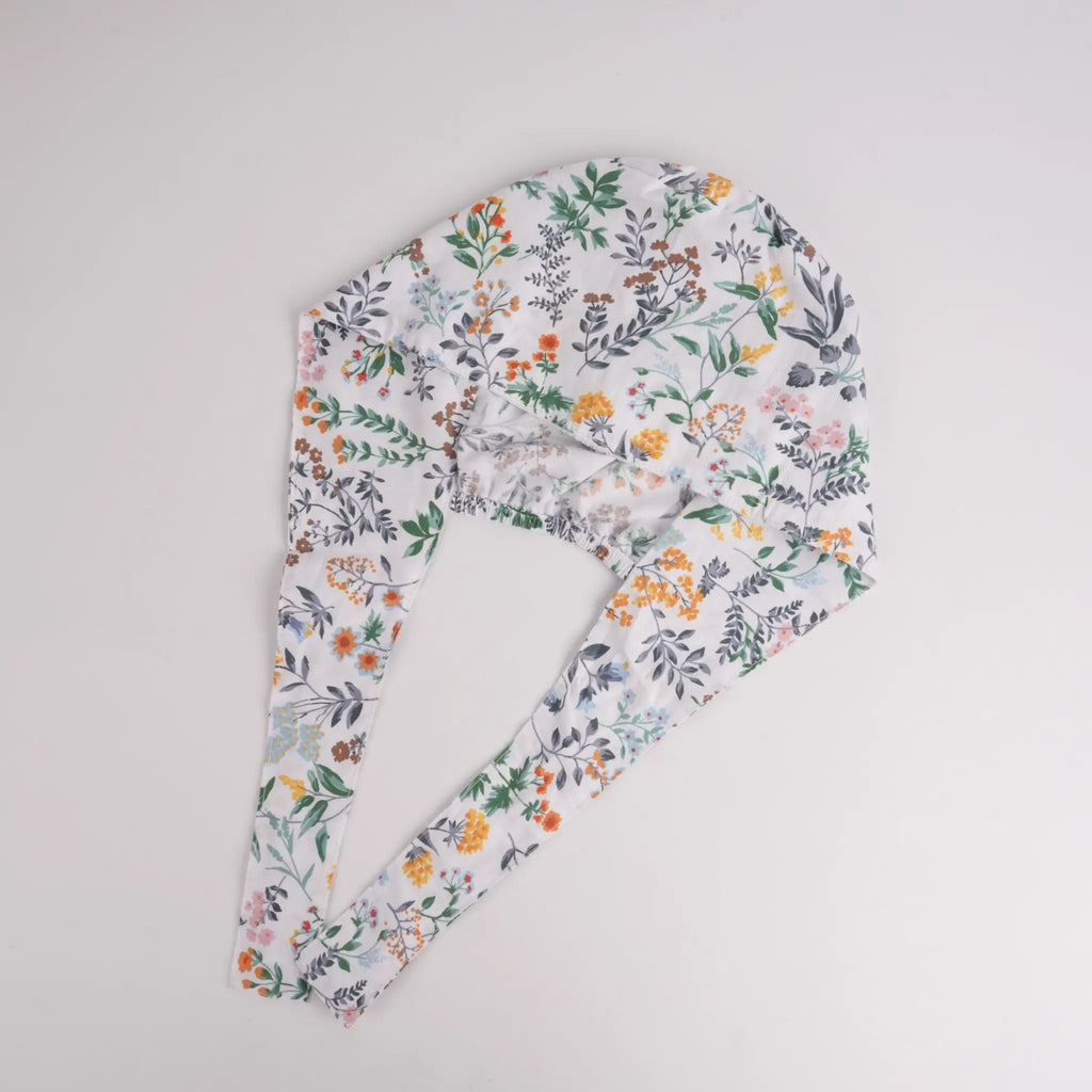 Green Botanical Tie Back Scrub Cap