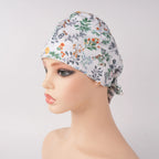 Green Botanical Tie Back Scrub Cap
