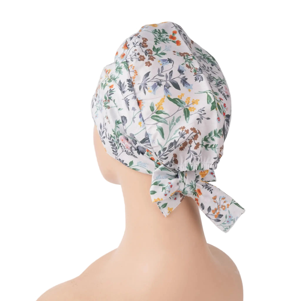 Green Botanical Tie Back Scrub Cap