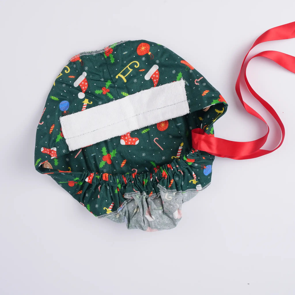 Green Christmas Ponytail Scrub Cap