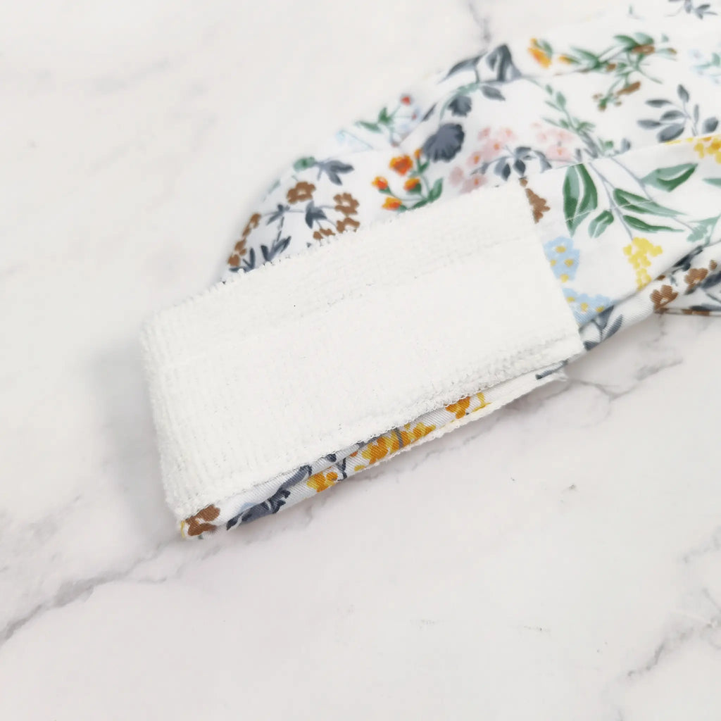 Green Floral Ponytail Scrub Cap