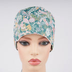 Green Floral Tie Back Scrub Cap