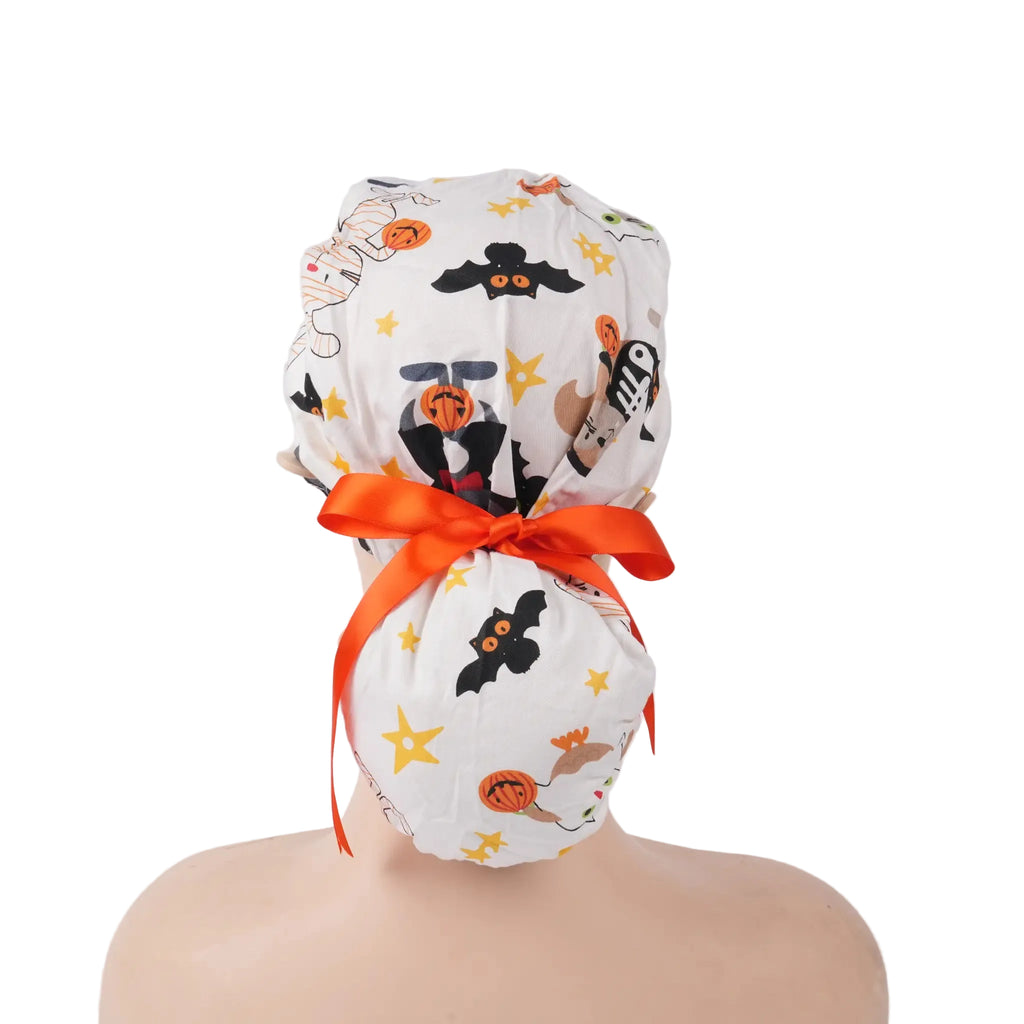 Halloween Bunny Ponytail Scrub Cap