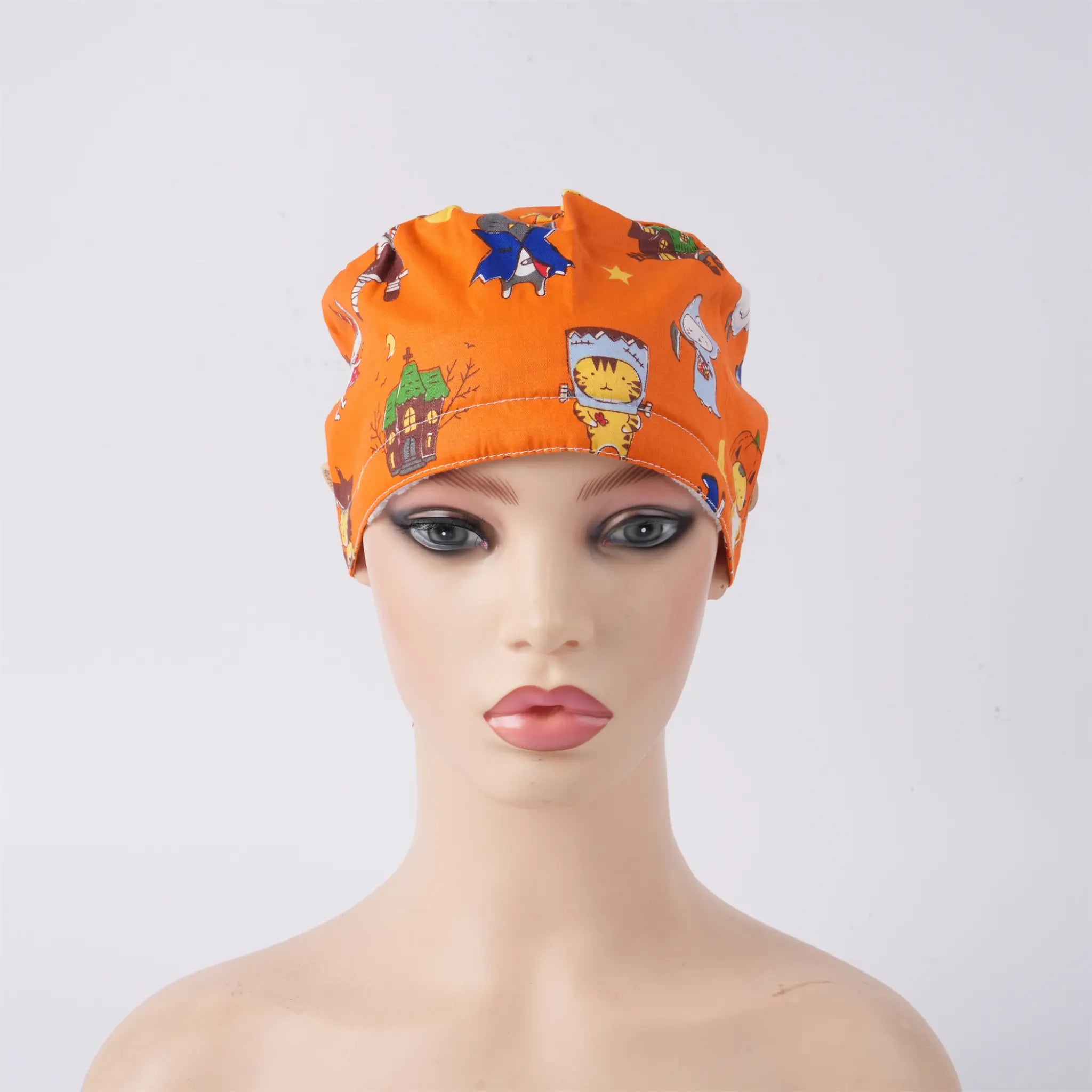 Halloween Cat Ponytail Scrub Cap