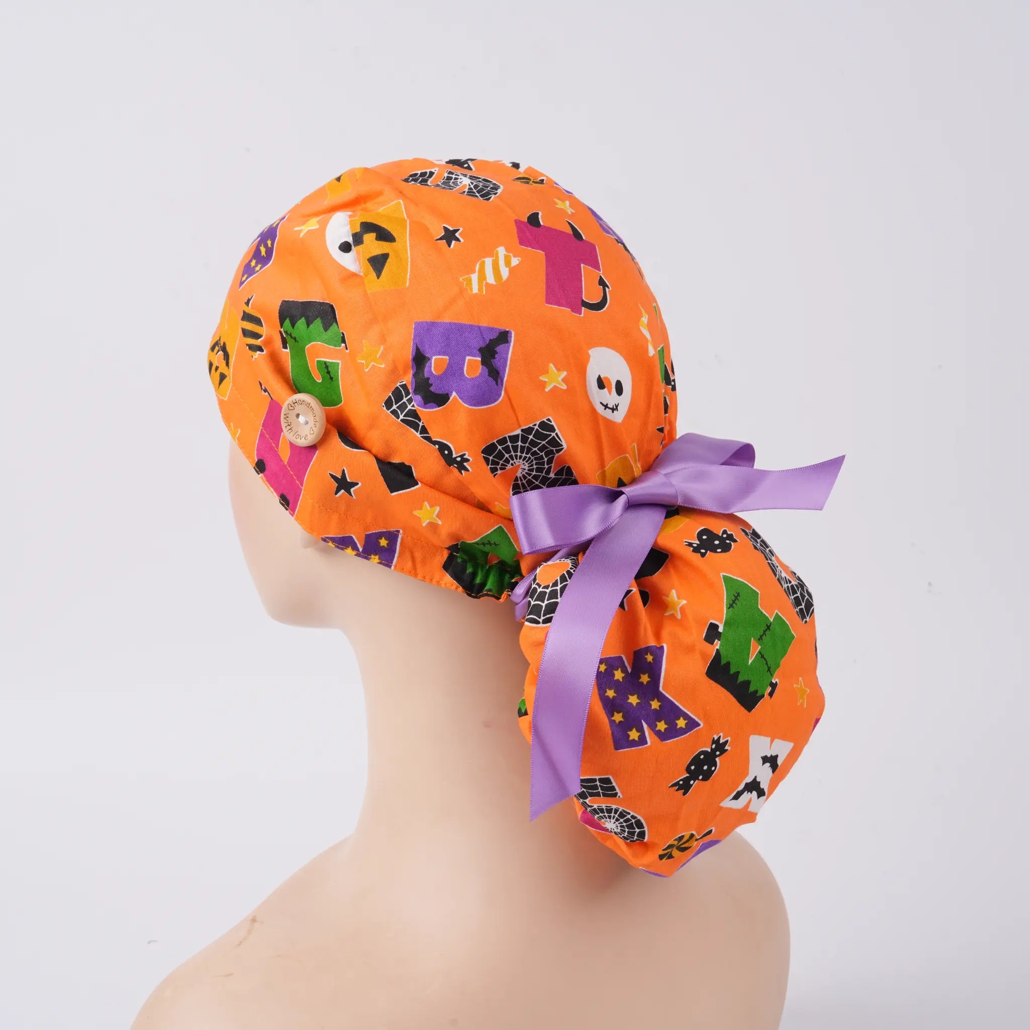 Halloween Ponytail Scrub Cap