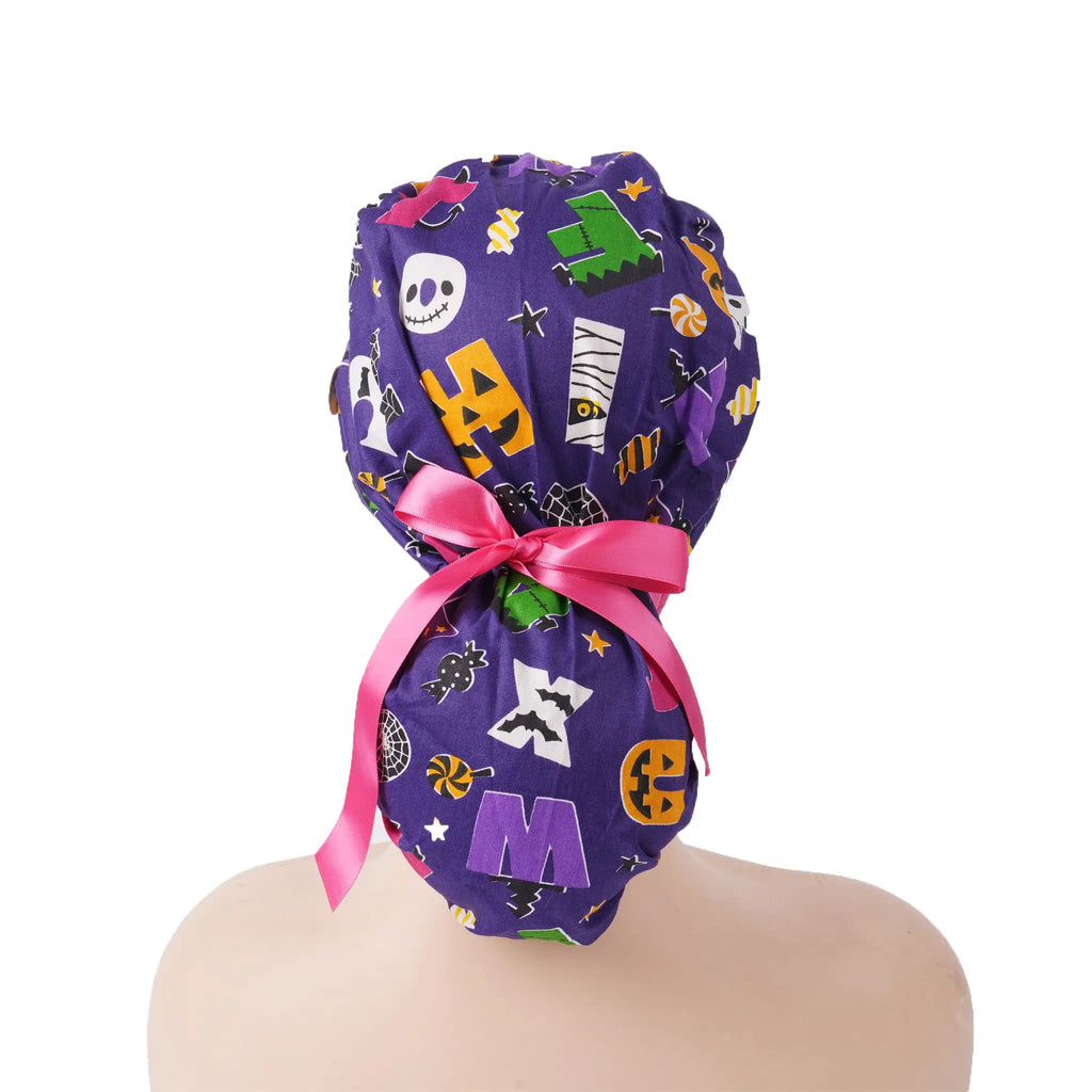 Halloween Ponytail Scrub Cap