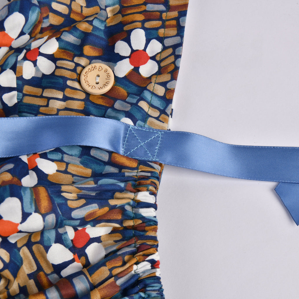 Abstract Flowers Ponytail Scrub Cap