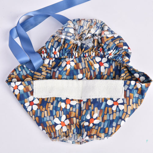 Abstract Flowers Ponytail Scrub Cap