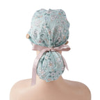 Mint Green Flower Ponytail Scrub Cap