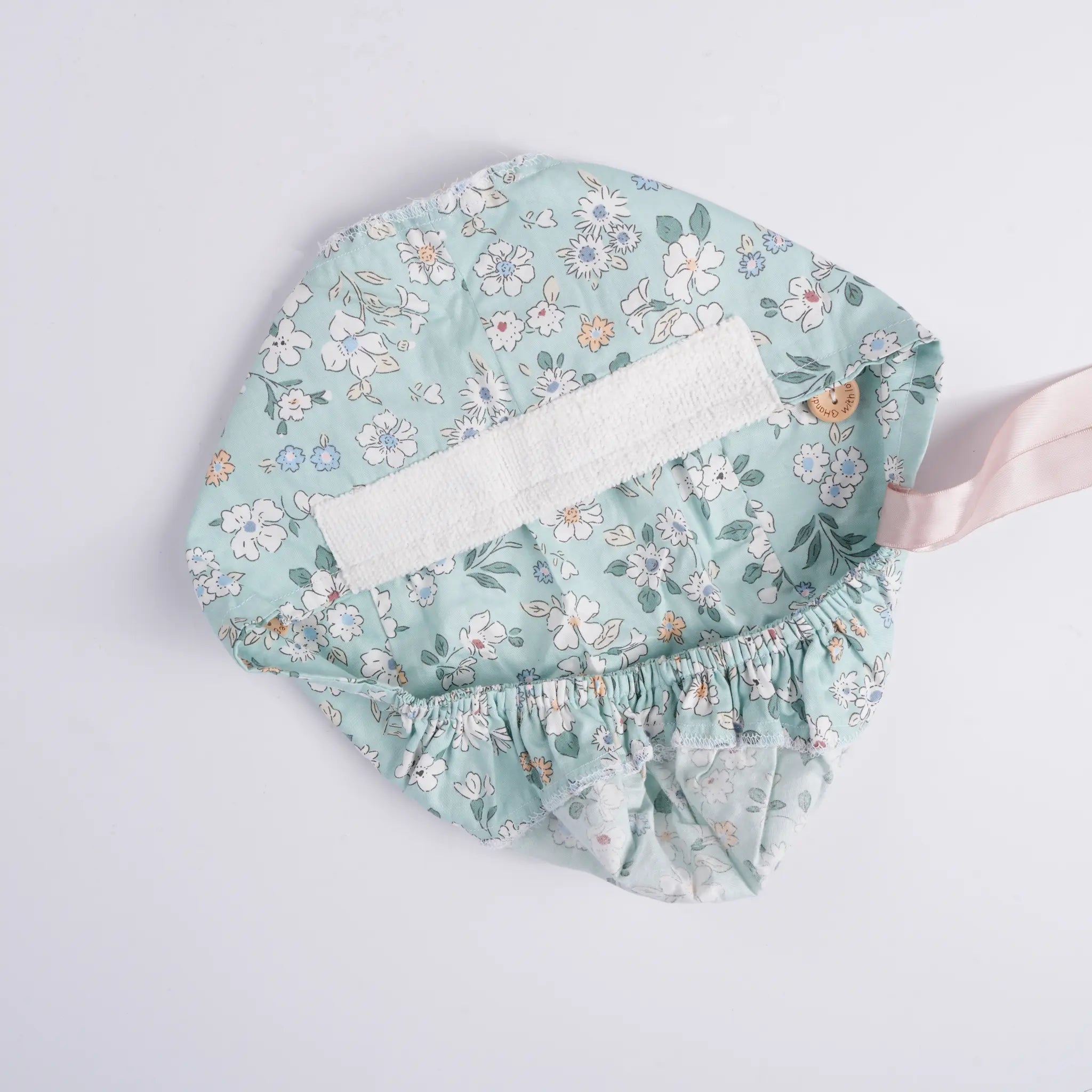 Mint Green Flower Ponytail Scrub Cap
