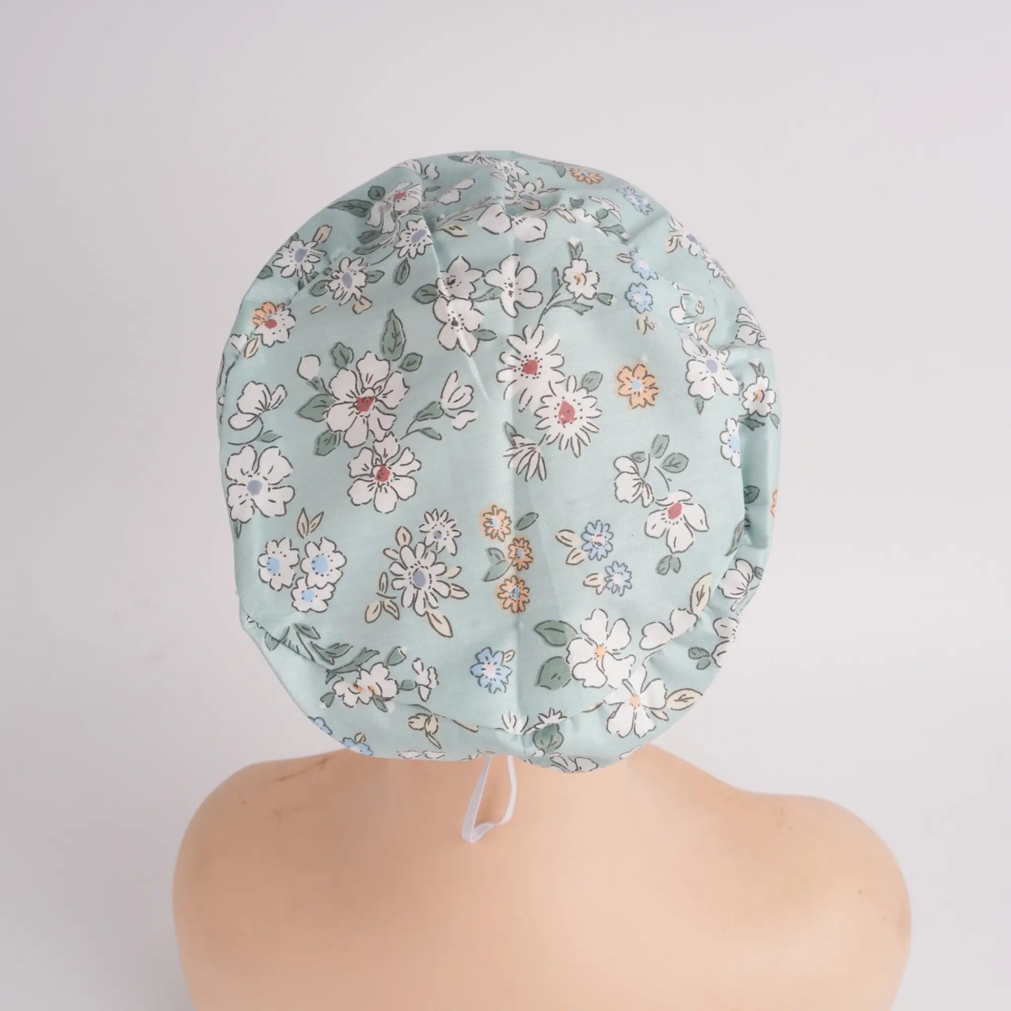 Mint Green Floral Euro Scrub Cap