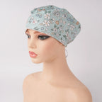 Mint Green Floral Euro Scrub Cap