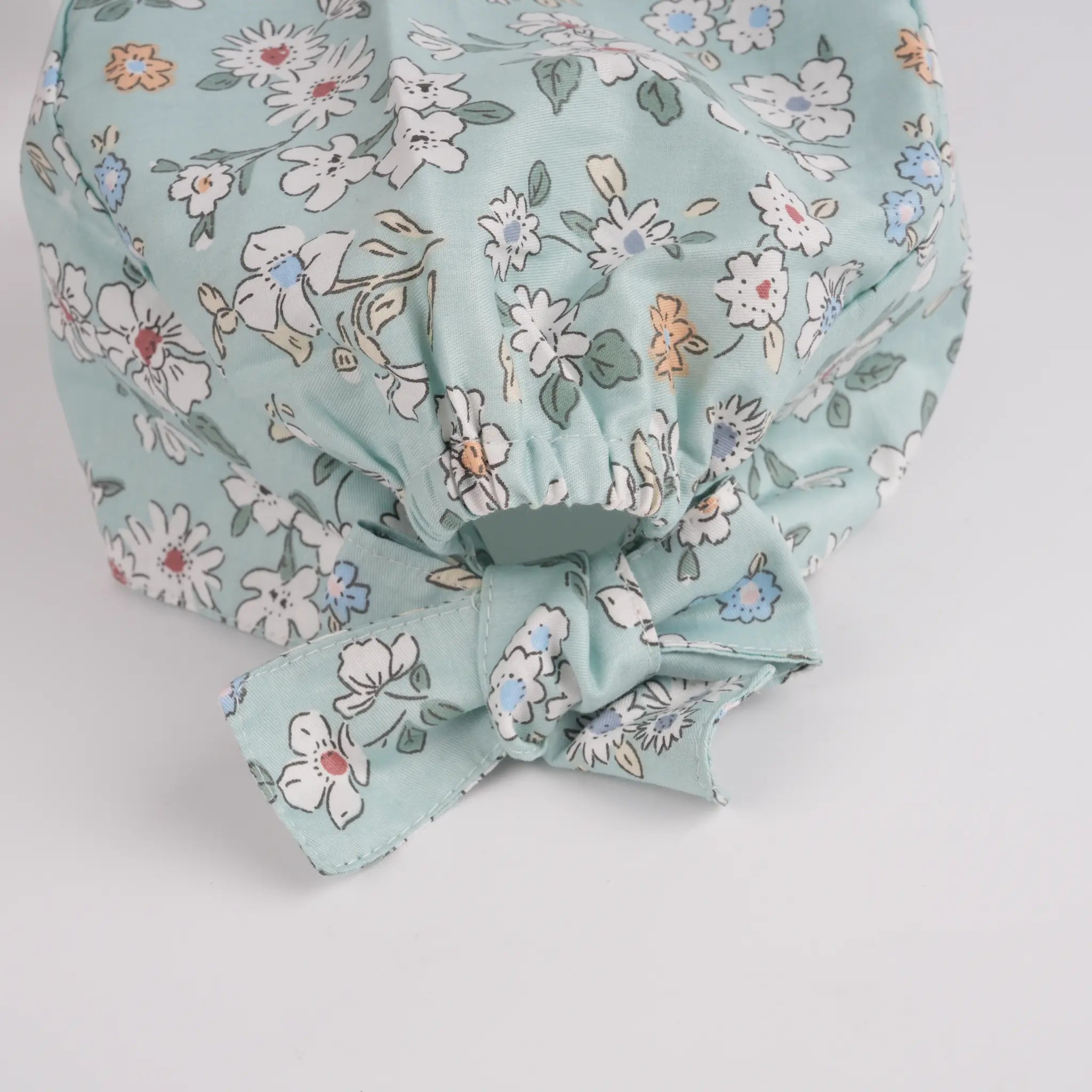 Mint Green Flower Tie Back Scrub Cap