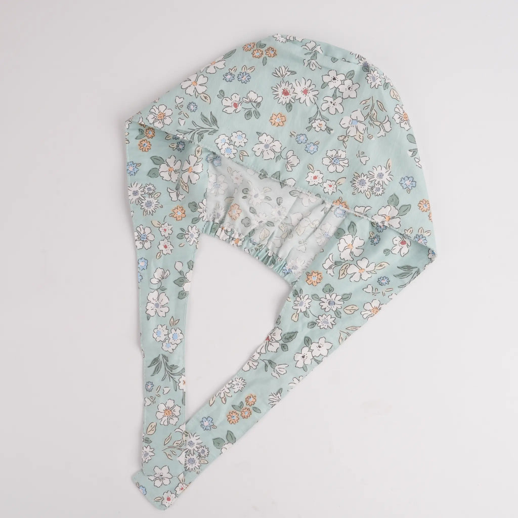 Mint Green Flower Tie Back Scrub Cap