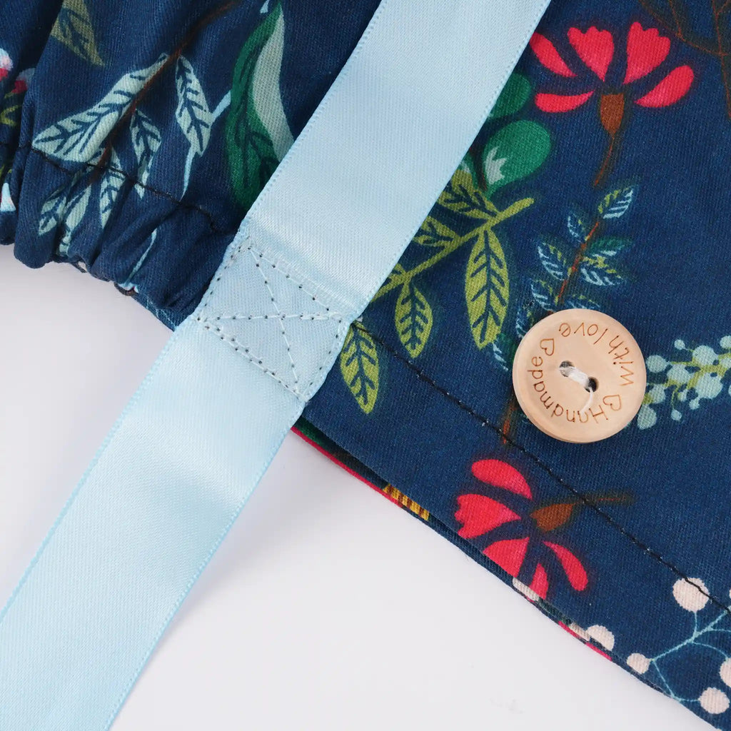 Navy Floral Ponytail Scrub Cap