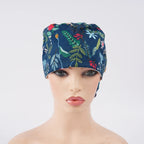 Navy Floral Ponytail Scrub Cap
