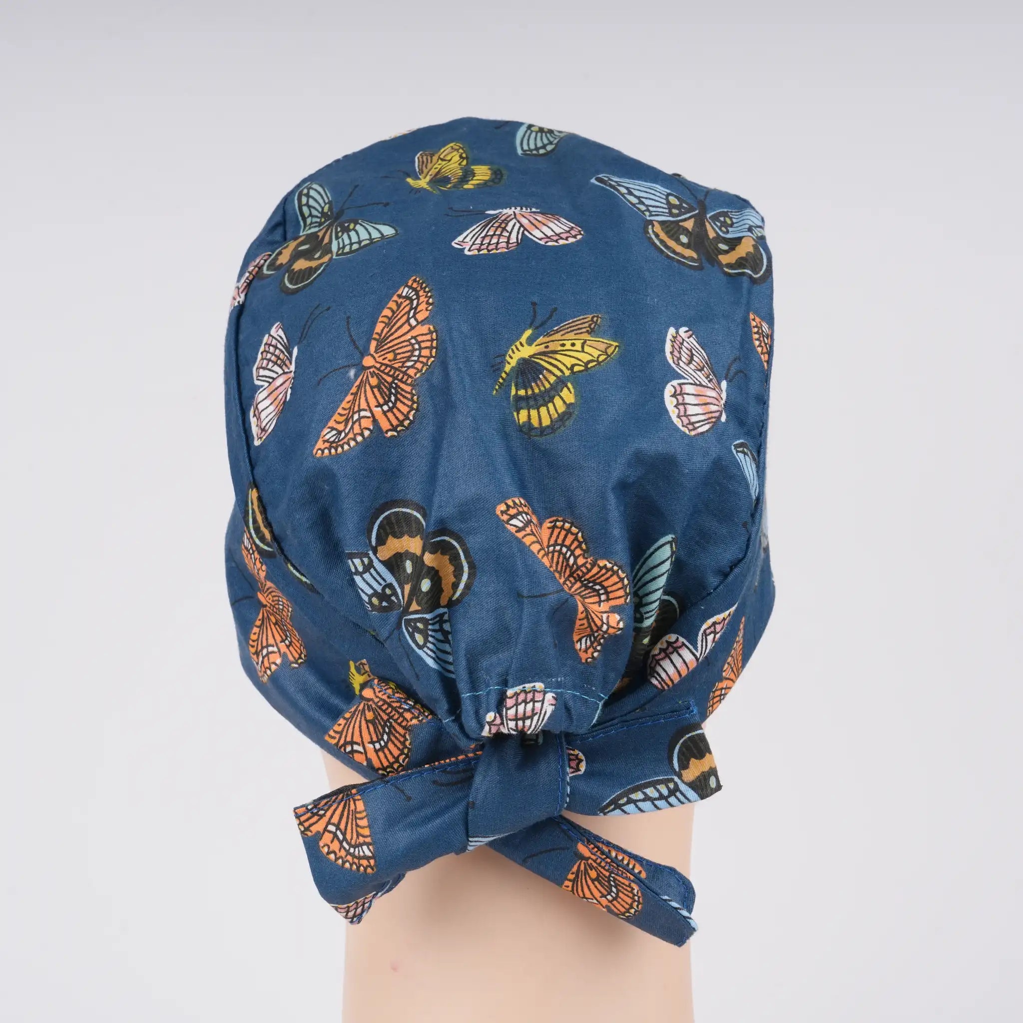 Navy Butterfly Tie Back Scrub Cap