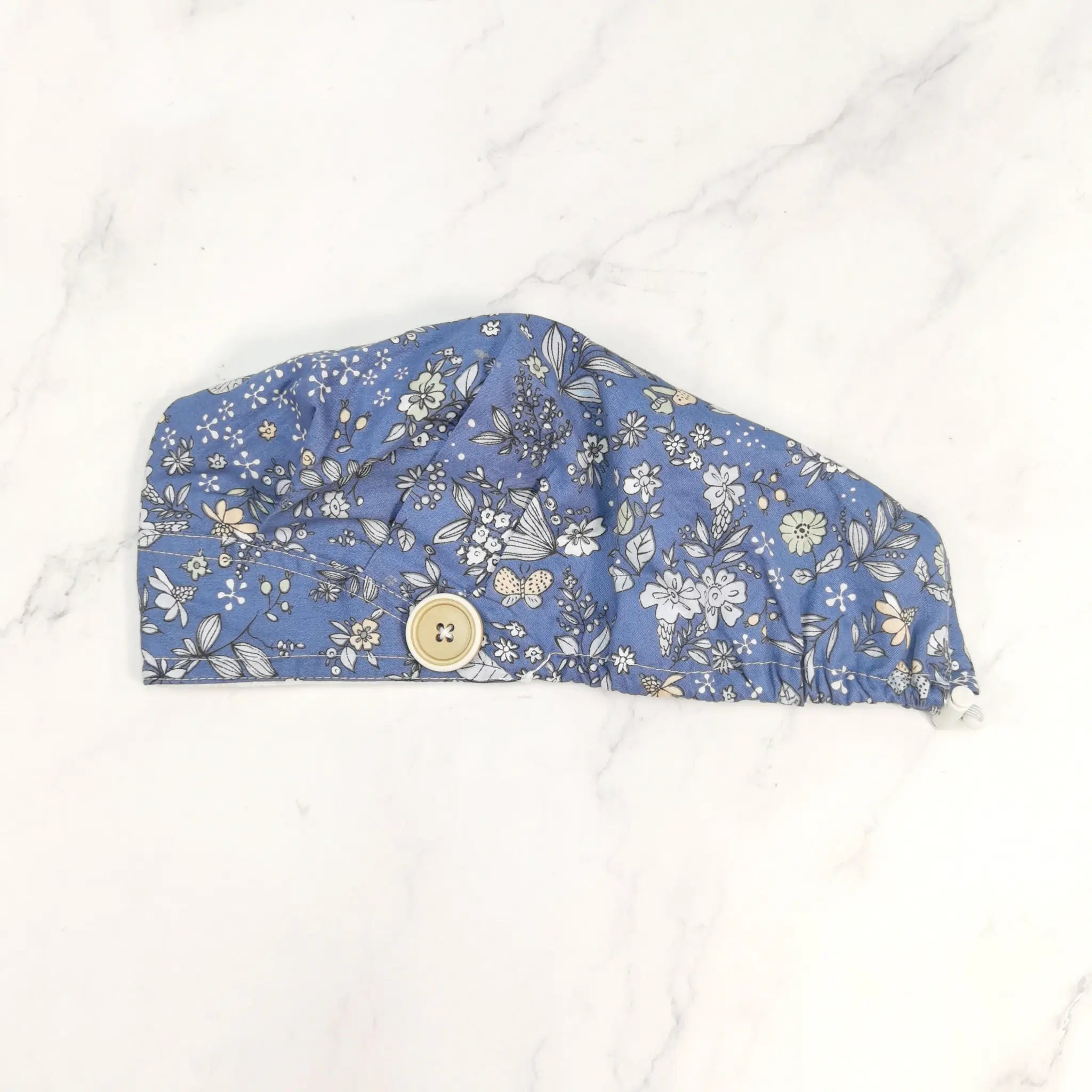 Navy Floral Bouffant Scrub Cap