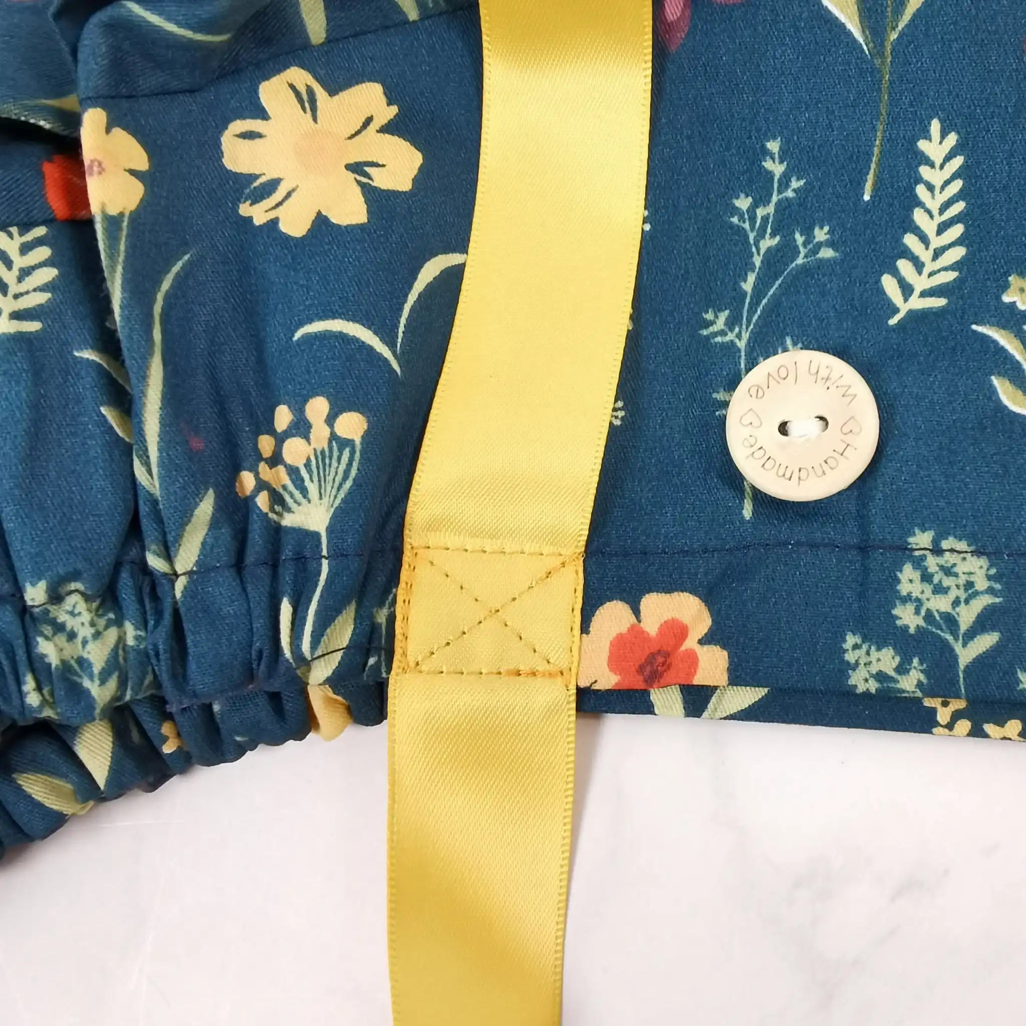 Navy Botanical Ponytail Scrub Cap