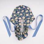 Navy Yellow Florals Ponytail Scrub Cap