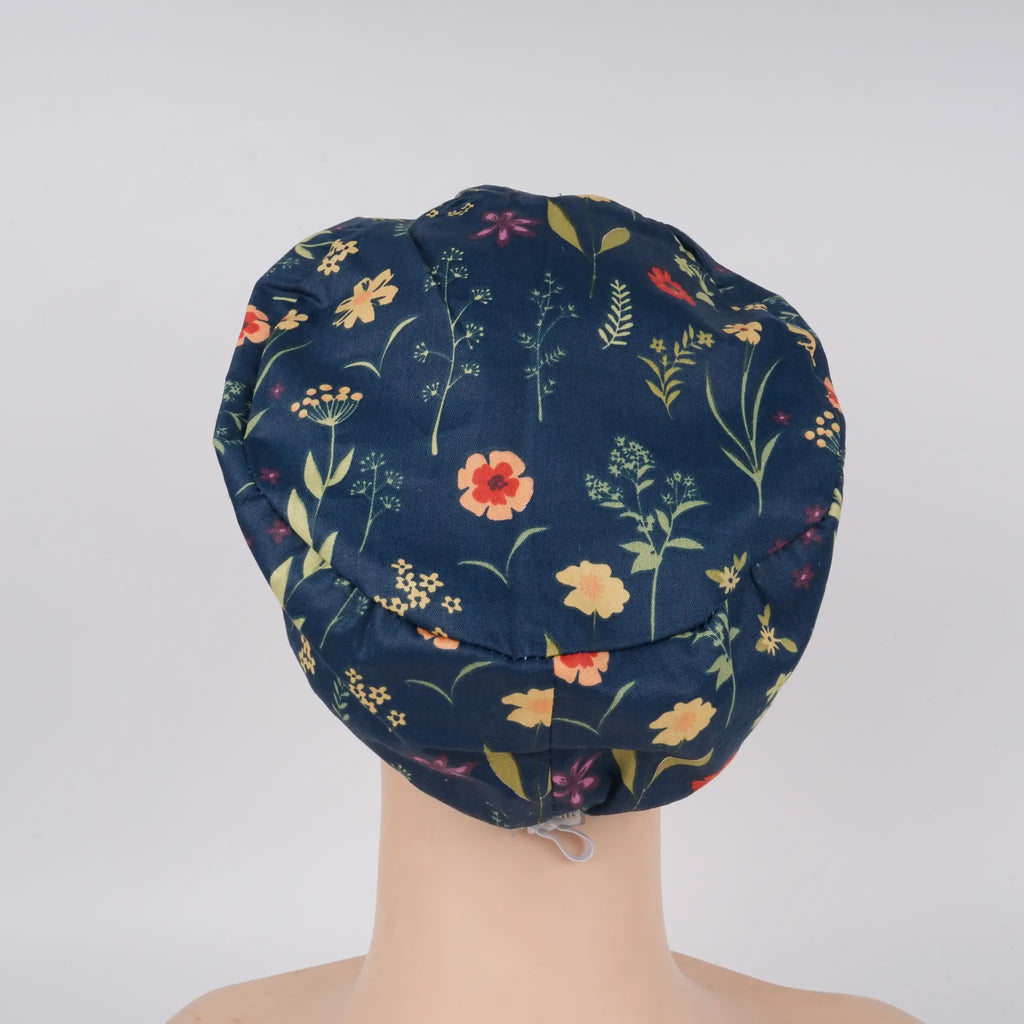 Navy Wildflower Euro Scrub Cap