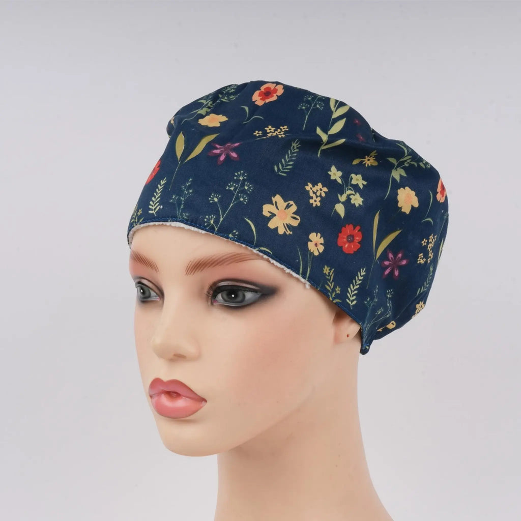 Navy Wildflower Euro Scrub Cap