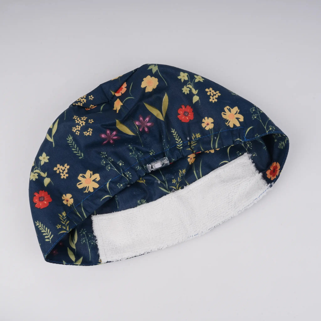 Navy Wildflower Euro Scrub Cap