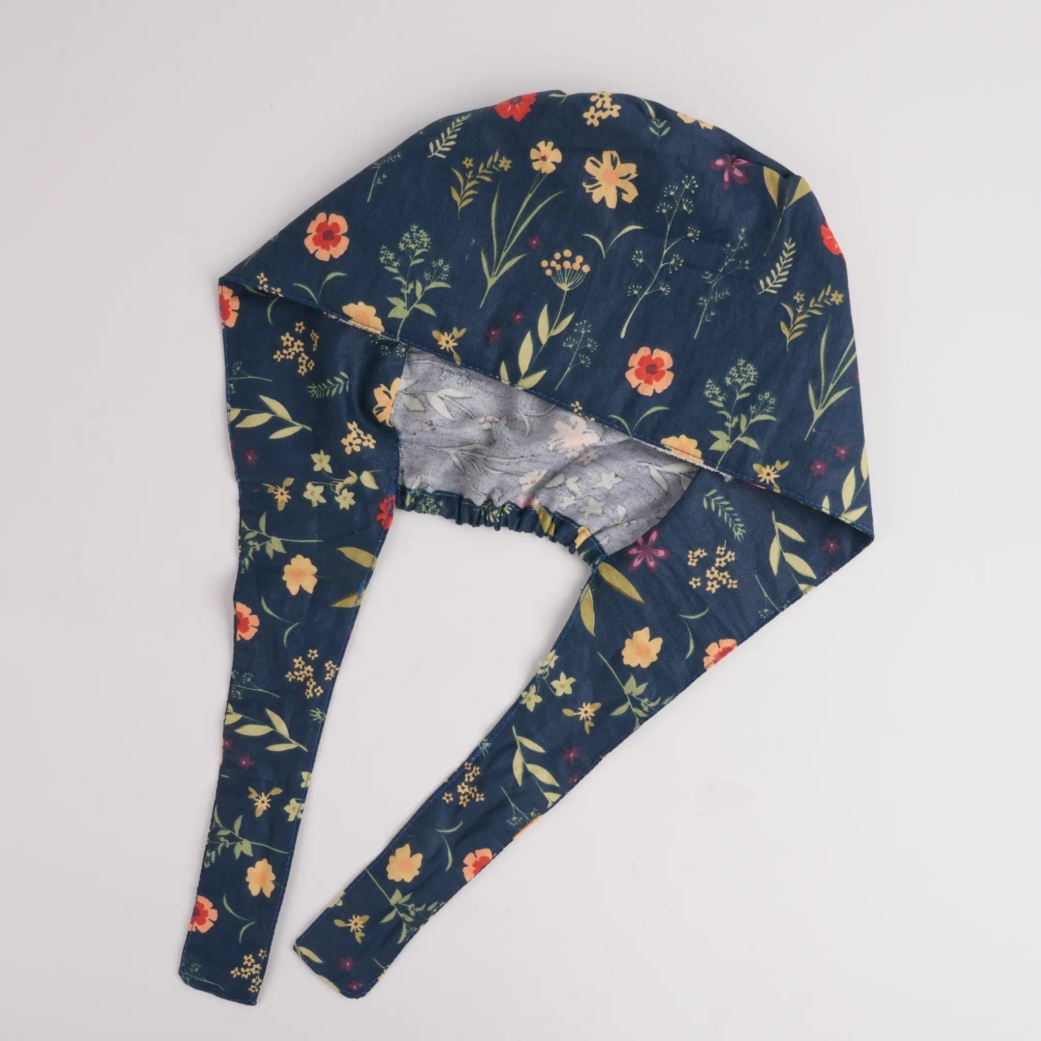 Navy Wildflower Tie Back Scrub Cap
