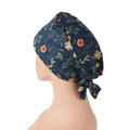 Navy Wildflower Tie Back Scrub Cap