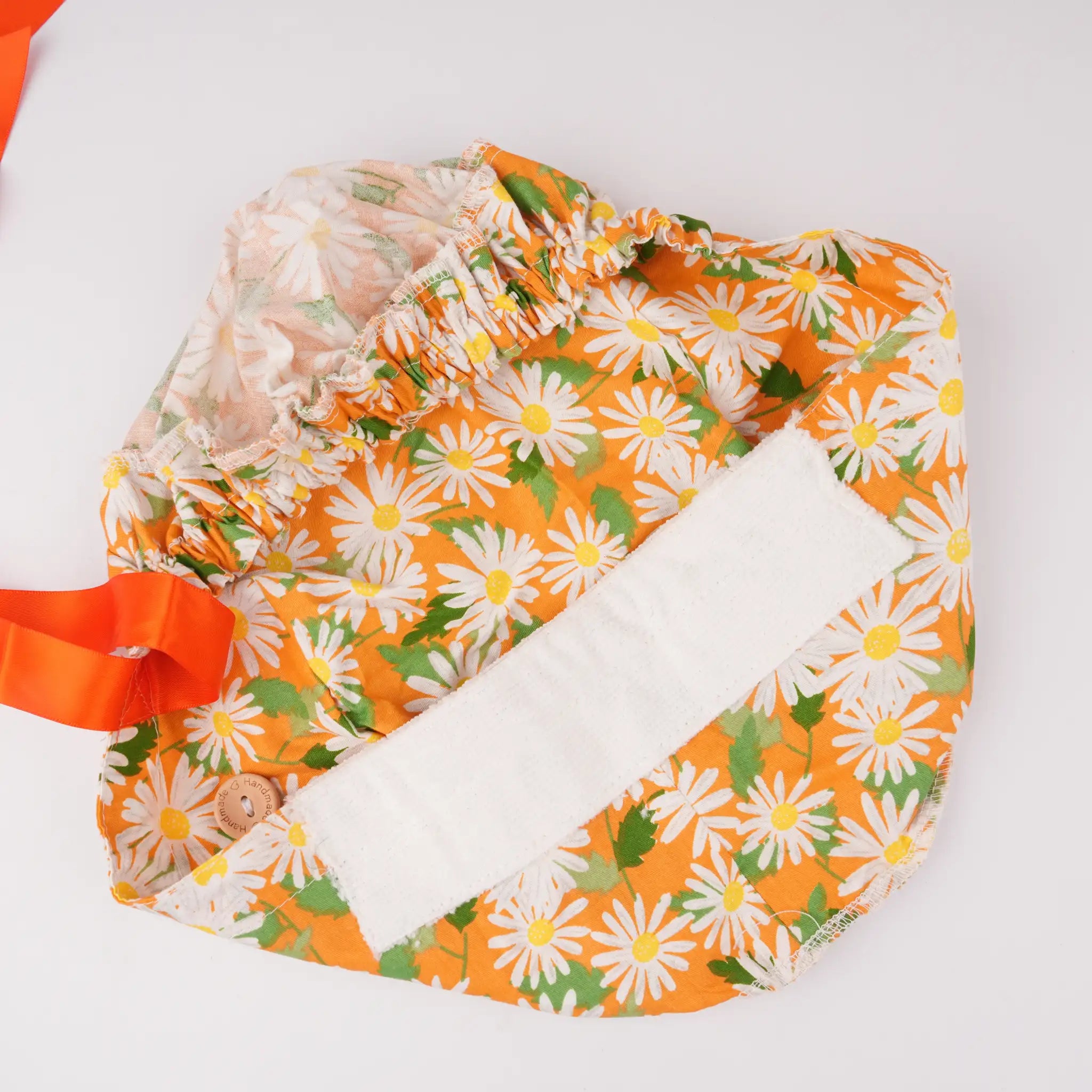 Orange Daisy Ponytail Scrub Cap