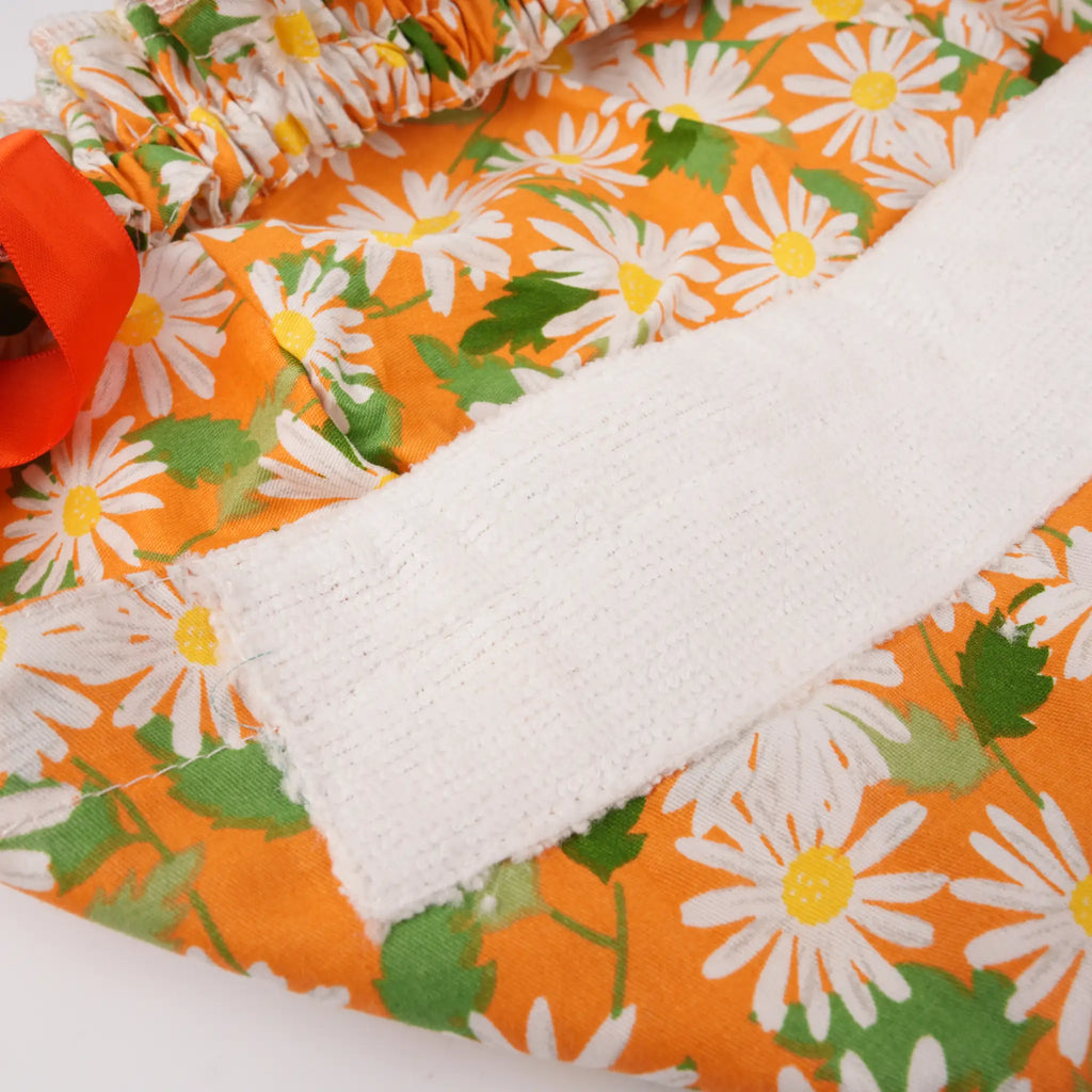 Orange Daisy Ponytail Scrub Cap