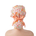 Peachy Floral Ponytail Scrub Cap