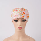 Peachy Floral Ponytail Scrub Cap