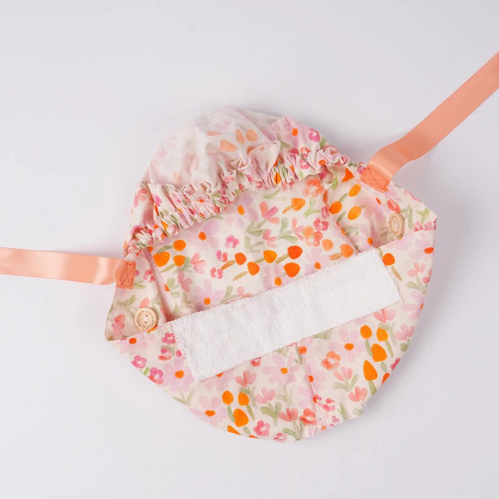 Peachy Floral Ponytail Scrub Cap