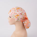 Peachy Floral Ponytail Scrub Cap