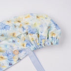 Pastel Blue Floral Ponytail Scrub Cap