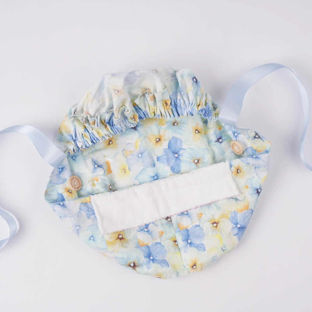 Pastel Blue Floral Ponytail Scrub Cap