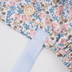 Pink Blue Flowers Ponytail Scrub Cap