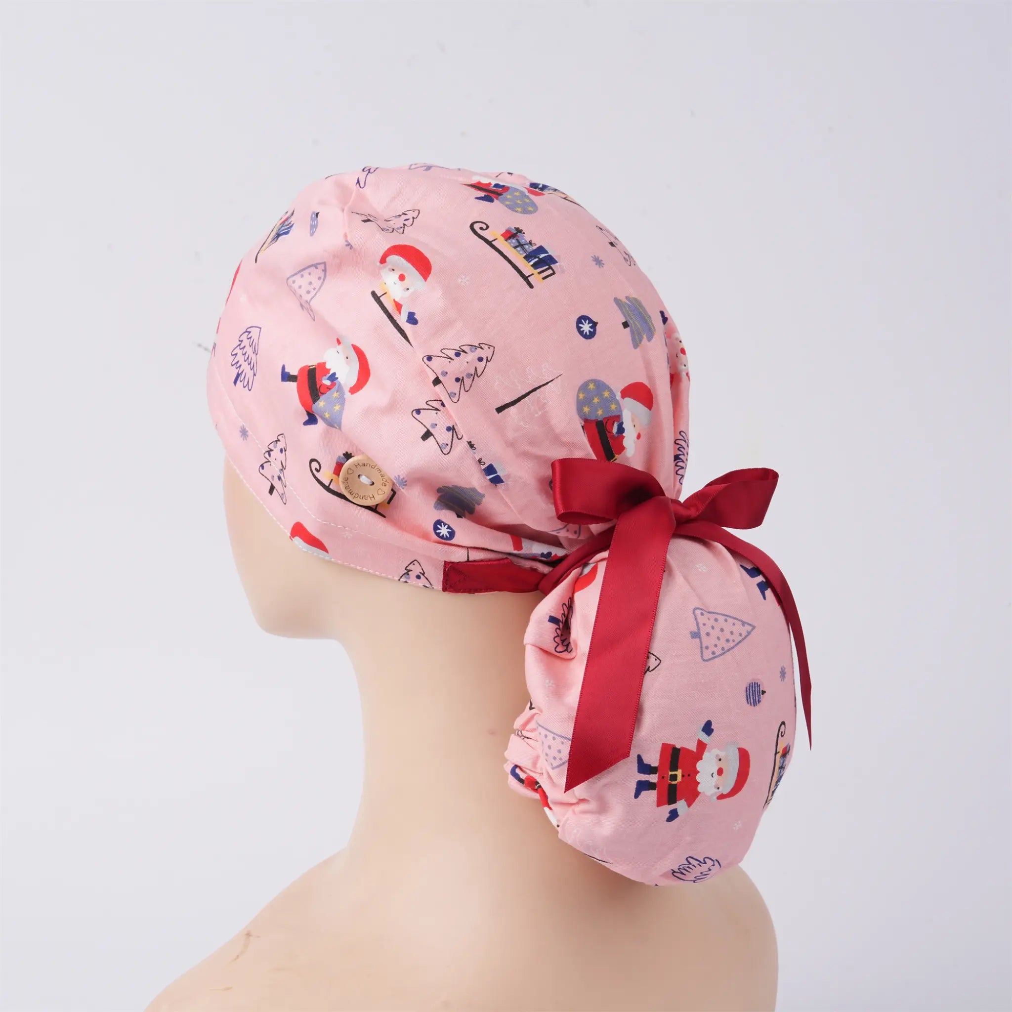 Pink Santa Ponytail Scrub Cap