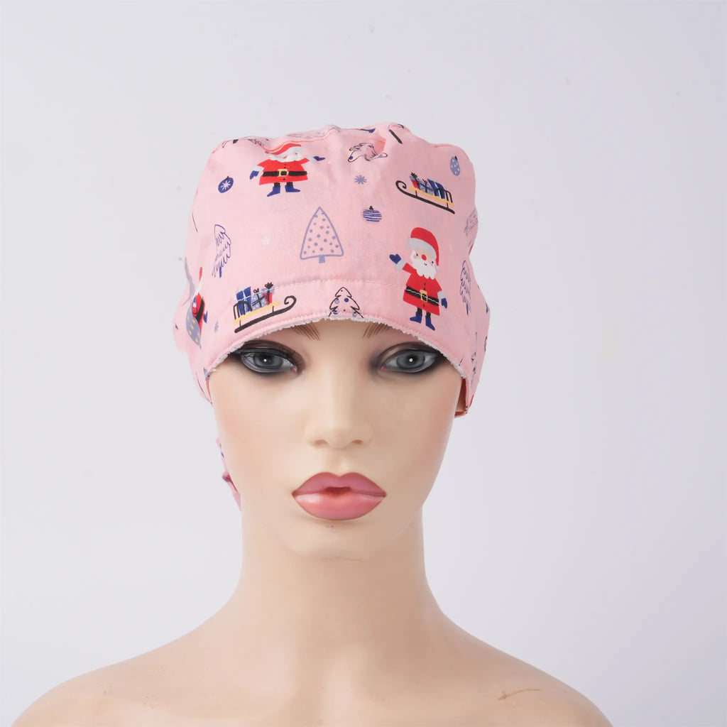 Pink Santa Ponytail Scrub Cap