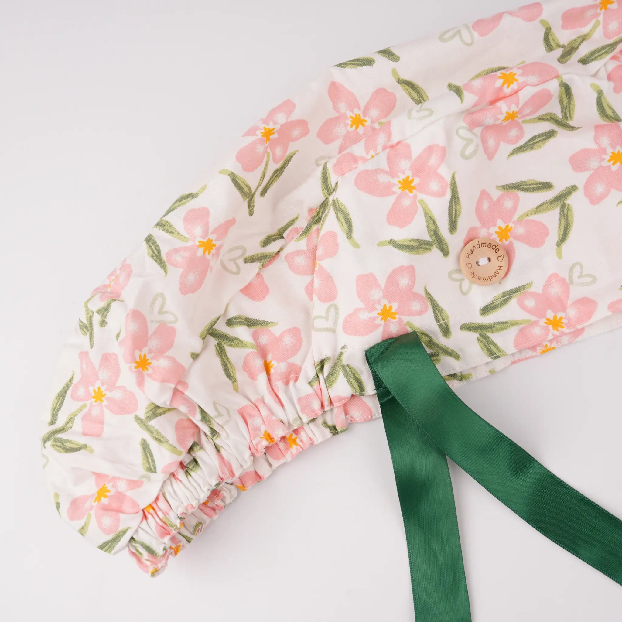 Pink Floral Ponytail Scrub Cap