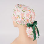 Pink Floral Ponytail Scrub Cap