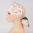 Pink Floral Ponytail Scrub Cap