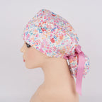Pink Watercolor Floral Ponytail Scrub Cap