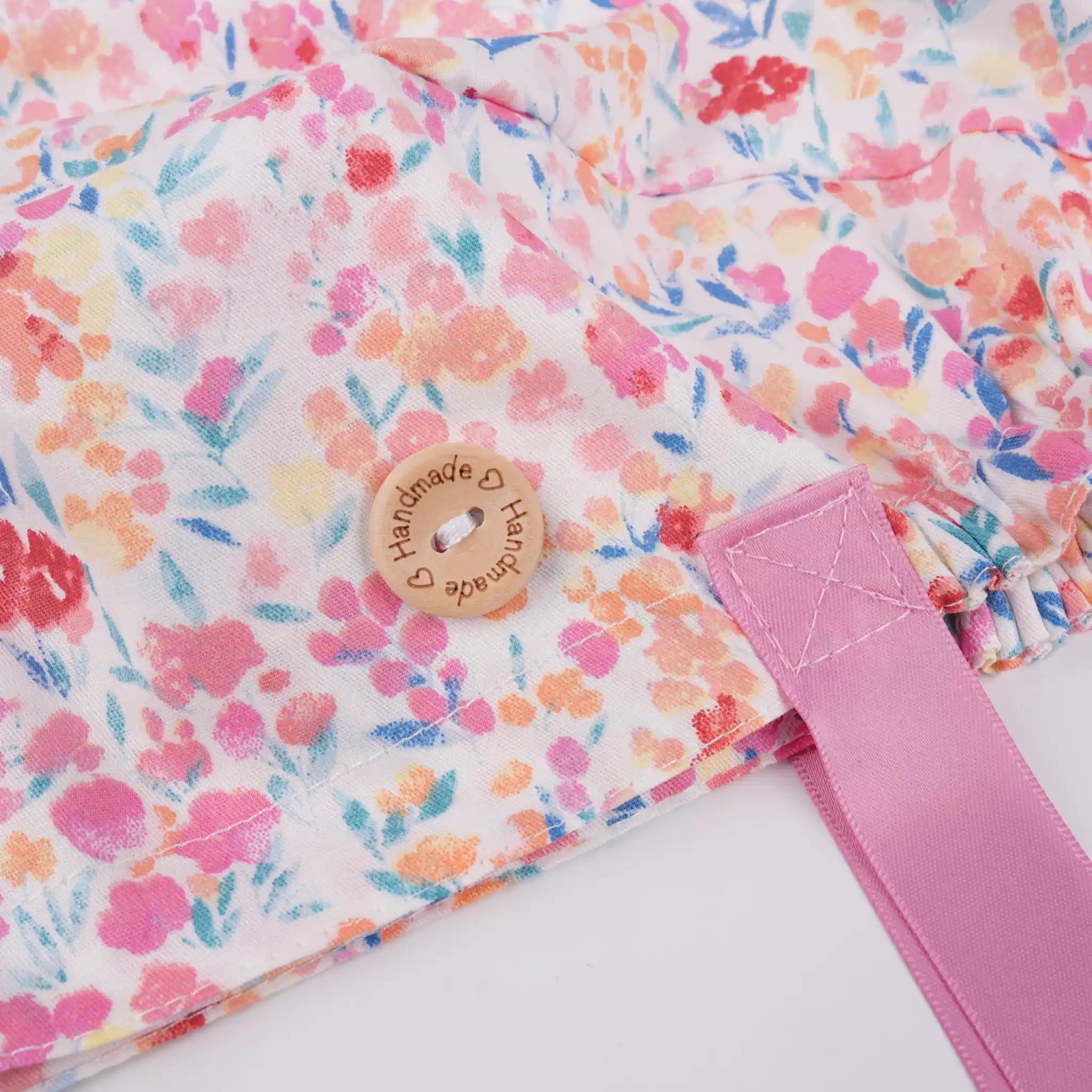 Pink Watercolor Floral Ponytail Scrub Cap