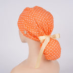 Orange Polka Dots Ponytail Scrub Cap