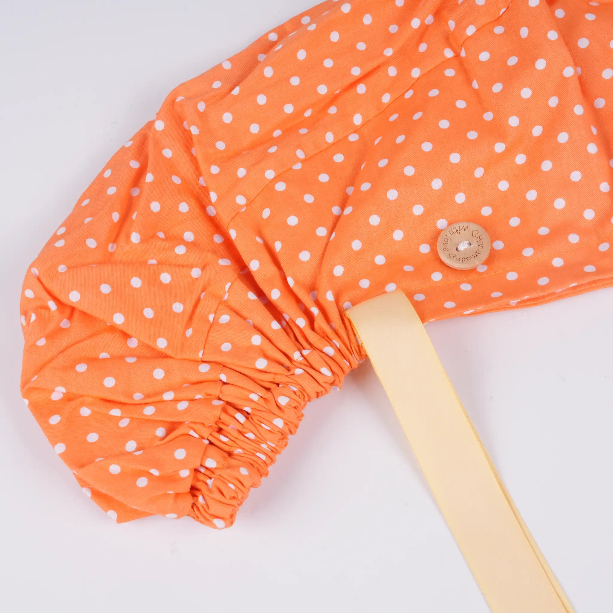 Orange Polka Dots Ponytail Scrub Cap